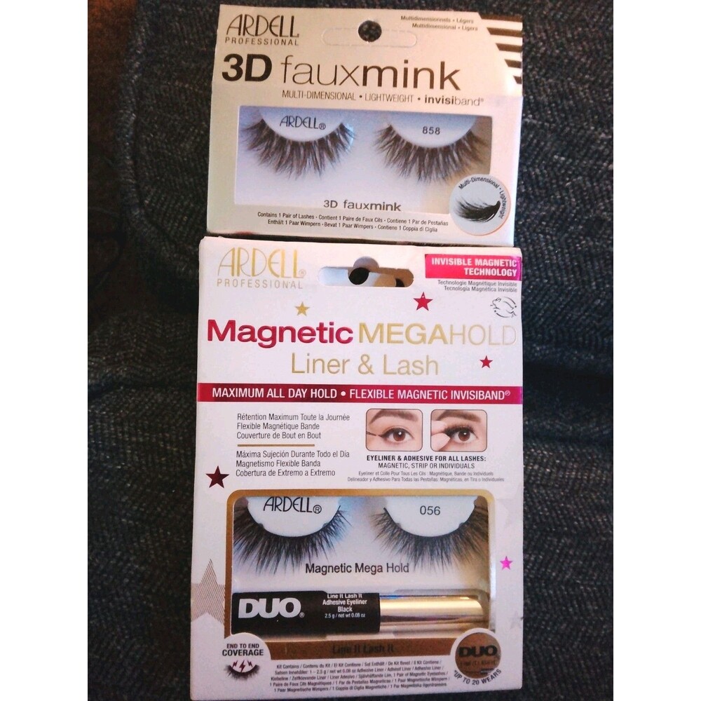 Ardell 3D Faux Mink Lashes & Magnetic MegaHold Liner Lash Kit 858 Black Set